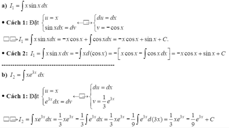 công thức nguyên hàm từng phần