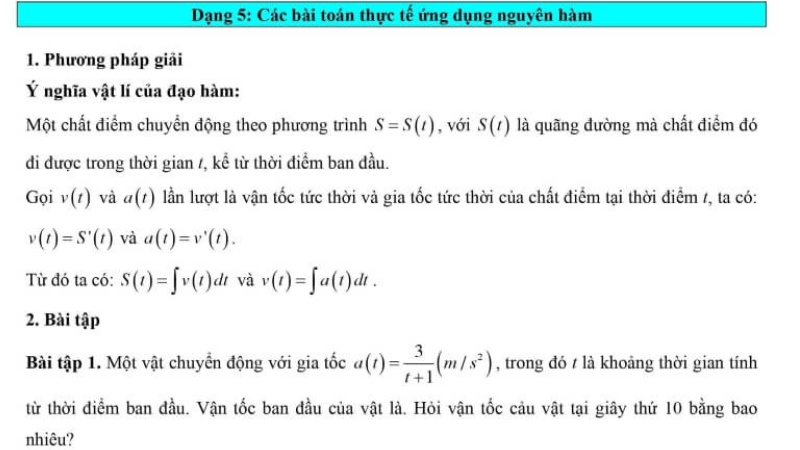 công thức nguyên hàm nâng cao